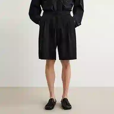 速写 宽松纯色简约通勤中腰舒适百搭休闲短裤 男款