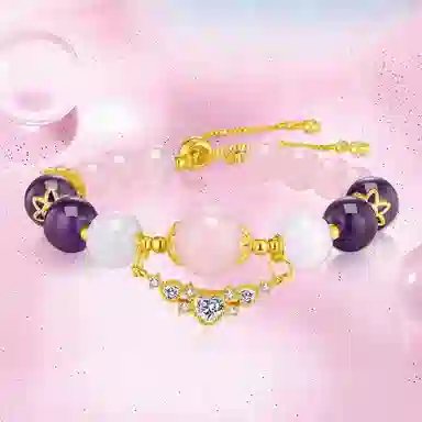 水贝 桃运绯然 新中式国潮 旺桃花转运上岸#好运 粉水晶 手链 女款