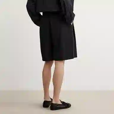速写 宽松纯色简约通勤中腰舒适百搭休闲短裤 男款