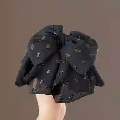 彤彤兔 高级感黑色雪纺纱后脑勺马尾鲨鱼夹 布 发夹 女款