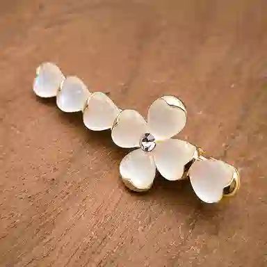 简应舒 四叶花一字夹碎发刘海夹前额边夹侧边夹子头饰 合金+仿钻 发夹 女款