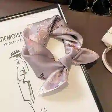 纳兰杜 优雅气质百搭时尚高级感法式穿搭通勤实用 桑蚕丝 丝巾 女款 粉紫色