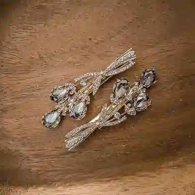 简应舒 花朵一字夹碎发刘海夹前额边夹侧边夹子头饰 合金+仿钻 发夹 女款