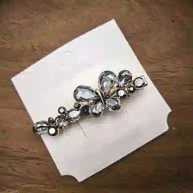 简应舒 双蝶一字夹碎发刘海夹前额边夹侧边夹子头饰 合金+仿钻 发夹 女款