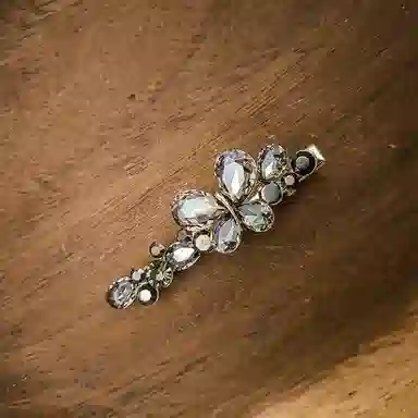 简应舒 双蝶一字夹碎发刘海夹前额边夹侧边夹子头饰 合金+仿钻 发夹 女款