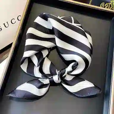 纳兰杜 时尚百搭条纹薄款多功能气质减龄发带小众设计感 桑蚕丝 丝巾 女款