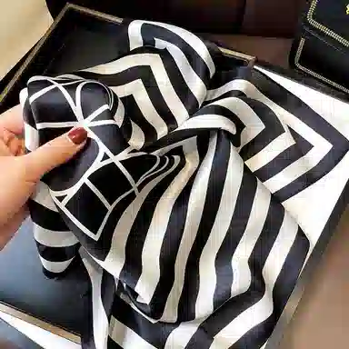 纳兰杜 时尚百搭条纹薄款多功能气质减龄发带小众设计感 桑蚕丝 丝巾 女款