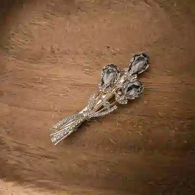 简应舒 花朵一字夹碎发刘海夹前额边夹侧边夹子头饰 合金+仿钻 发夹 女款