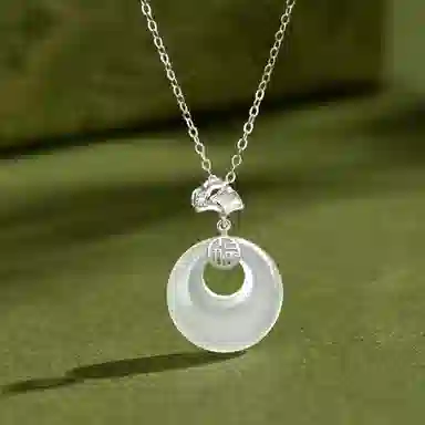 魔物 三生有杏平安扣 新中式复古设计小众潮流温润细腻平安顺遂 日常通勤百搭 精美礼盒 玉髓 玉石项链 女款