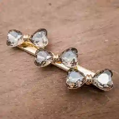 简应舒 领结一字夹碎发刘海夹前额边夹侧边夹子头饰 合金+仿钻 发夹 女款