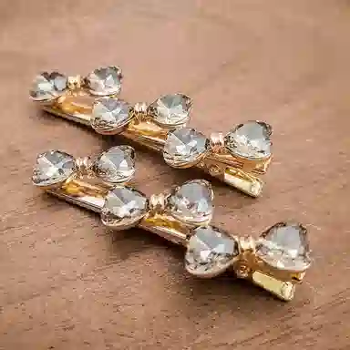 简应舒 领结一字夹碎发刘海夹前额边夹侧边夹子头饰 合金+仿钻 发夹 女款