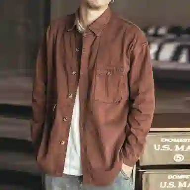 格蓝鹿 宽松纯色休闲长袖衬衫 男款