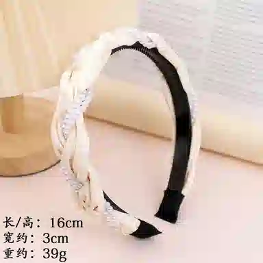 彤彤兔 学院风编织麻花高颅顶珍珠缠绕高级感 布料 发箍 女款