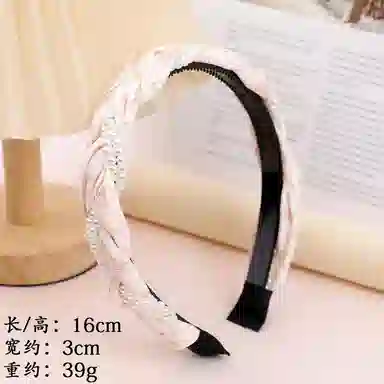 彤彤兔 学院风编织麻花高颅顶珍珠缠绕高级感 布料 发箍 女款