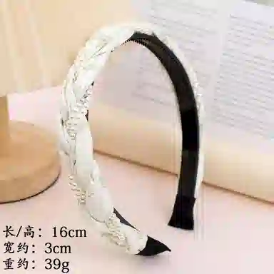 彤彤兔 学院风编织麻花高颅顶珍珠缠绕高级感 布料 发箍 女款