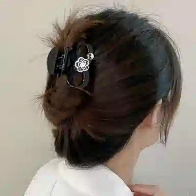 简应舒 玫瑰花发抓中号盘发抓夹后脑勺鲨鱼夹发饰 合金+仿钻 发夹 女款