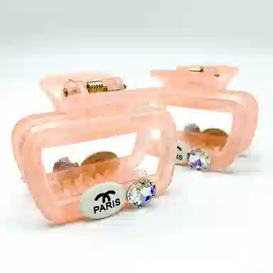 简应舒 发抓中号盘发抓夹后脑勺鲨鱼夹发饰方形 亚克力+仿钻 发夹 女款