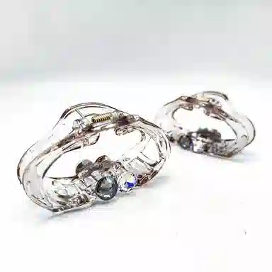 简应舒 椭圆发抓中号盘发抓夹后脑勺鲨鱼夹发饰 合金+仿钻 发夹 女款