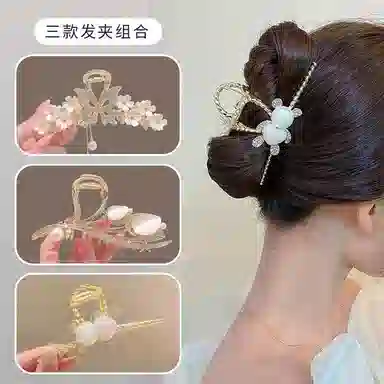 缔晶 日韩甜美时尚可爱鲨鱼夹抓夹套装 春夏通勤个性搭配发饰 合金 发夹 女款