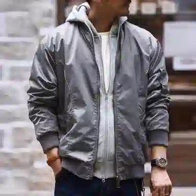 格蓝鹿  纯色长袖宽松棒球服 男款 灰色