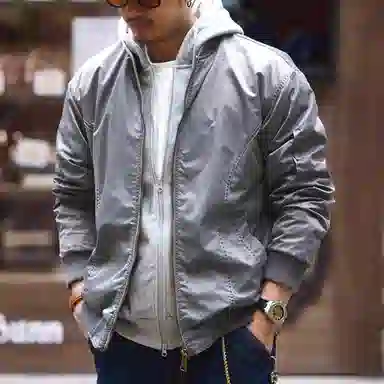 格蓝鹿  纯色长袖宽松棒球服 男款 灰色