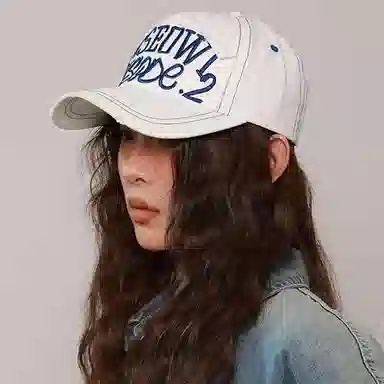 心水好物 字母刺绣 宽帽檐大脸显脸小美式复古大头围 棉 鸭舌帽 男女同款情侣款