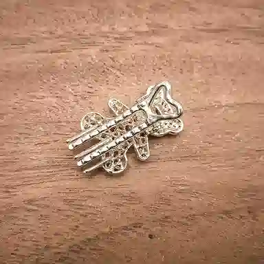 简应舒 小熊水钻珍珠小发抓刘海夹前额边夹侧边夹子头饰 合金+仿钻 发夹 女款