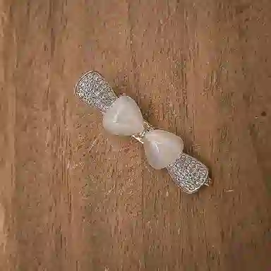 简应舒 领结水钻一字夹碎发刘海夹前额边夹侧边夹子头饰 合金+仿钻 发夹 女款