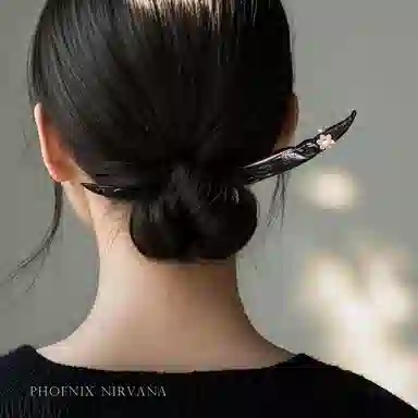 【簪定终生爱】 凤凰涅磐 新中式檀木簪子 古风手工雕刻双面发饰 复古优雅古典精致 原创设计小众高级感#好运 黑檀 发簪 女款