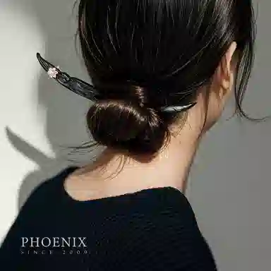 【簪定终生爱】 凤凰涅磐 新中式檀木簪子 古风手工雕刻双面发饰 复古优雅古典精致 原创设计小众高级感#好运 黑檀 发簪 女款