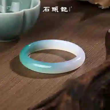石头记 青山黛半白半绿 新中式国朝 古典宫廷风 温婉优雅小众设计 高级感 冰透礼盒款 玉髓 玉石手镯 女款