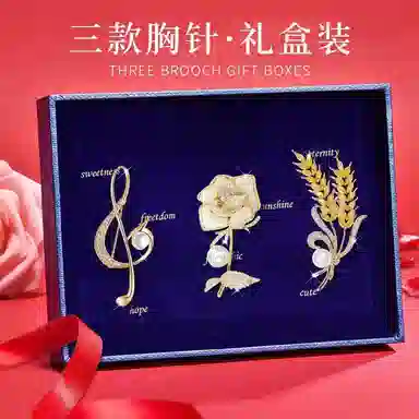 缔晶 浪漫法式复古轻奢胸花套装 精致时尚通勤造型配饰礼盒 合金 胸针 女款