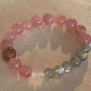 【月下玫瑰】 指尖瑰宝 桃花朵朵招财旺缘万事胜意八方来财早日脱单#好运天然 草莓晶 手串 男女同款情侣款