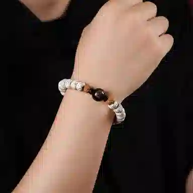 达隆 八大守护神 菩萨文玩佛珠玛瑙转运珠 时来运转黑曜石佛珠 本命年蛇年#好运 星月菩提 单圈手串 男女同款情侣款