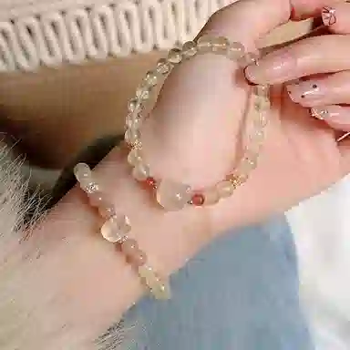 【冰糖雪梨】 指尖瑰宝 招正缘桃花甜美可爱国潮招财猫旺事业旺财运好运爆棚天然 黄水晶 手串 男女同款情侣款