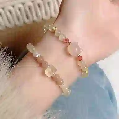 【冰糖雪梨】 指尖瑰宝 招正缘桃花甜美可爱国潮招财猫旺事业旺财运好运爆棚天然 黄水晶 手串 男女同款情侣款