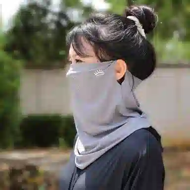 稻草人 夏季遮阳防紫外线 韩系简约百搭 舒适透气 锦纶 防晒面罩 男女同款情侣款