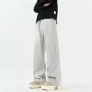 王者荣耀 标语款水洗扎染做旧纯棉美式复古高街宽松百搭小众设计感冰川无性别主义嘻哈牛仔裤 男女同款