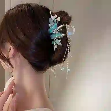 缔晶 森系清新蝶恋花鲨鱼 花语浪漫时尚通勤 合金 发夹 女款