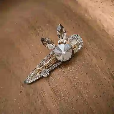 简应舒 兔子一字夹碎发刘海夹前额边夹侧边夹子头饰仿钻 合金 发夹 女款