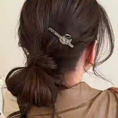 简应舒 天鹅一字夹碎发刘海夹前额边夹侧边夹子头饰仿钻 合金 发夹 女款