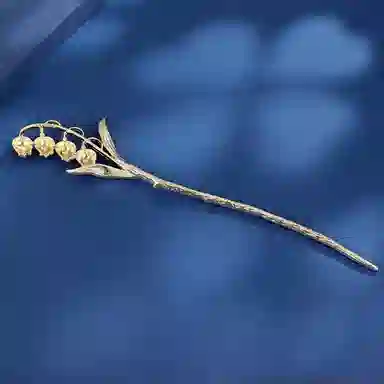 沂茹 新中式文艺小清新甜美优雅浅粉色铃兰花后脑勺盘发日常简约百搭气质小众设计感 合金 发簪 女款