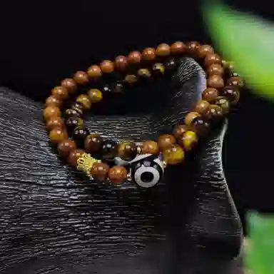 【水逆退散】 指尖瑰宝 平安健康吉祥如意诸事顺遂时来运转中式复古双圈叠戴 虎眼石 手串 男女同款情侣款