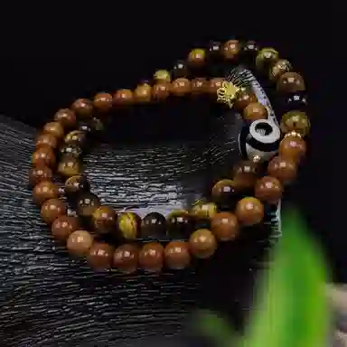 【水逆退散】 指尖瑰宝 平安健康吉祥如意诸事顺遂时来运转中式复古双圈叠戴 虎眼石 手串 男女同款情侣款