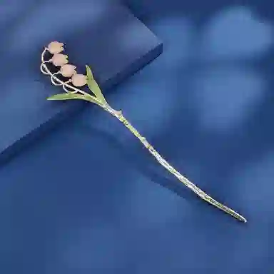 沂茹 新中式文艺小清新甜美优雅浅粉色铃兰花后脑勺盘发日常简约百搭气质小众设计感 合金 发簪 女款