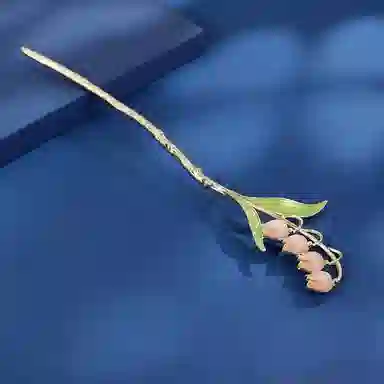 沂茹 新中式文艺小清新甜美优雅浅粉色铃兰花后脑勺盘发日常简约百搭气质小众设计感 合金 发簪 女款