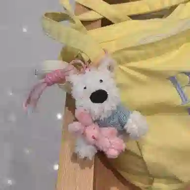 丹琴 西高地潦草小狗 学生书包包卡通可爱公仔玩偶钥匙扣创意 毛绒 挂件 男女同款情侣款