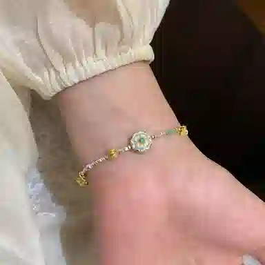 【有钱花】 指尖瑰宝 珐琅多巴胺碎银子招财纳福#好运 轻奢高级感小众中国风新中式手饰 铜镀银 手链 女款