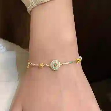 【有钱花】 指尖瑰宝 珐琅多巴胺碎银子招财纳福#好运 轻奢高级感小众中国风新中式手饰 铜镀银 手链 女款