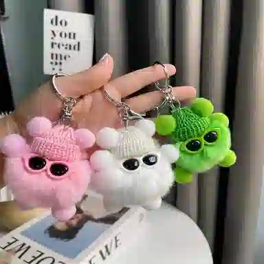 丹琴 搞怪酷帅墨镜小煤球 可爱少女心包包书包公仔挂饰卡通玩偶汽车 毛绒 挂件 男女同款情侣款